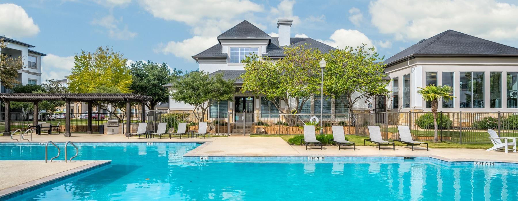 a swimming pool in a backyard